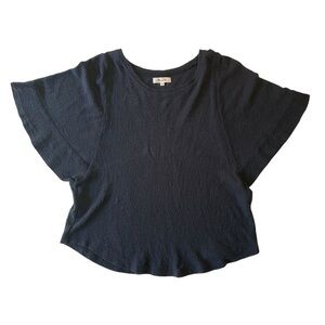 Madewell Flutter Sleeve, Cotton, Size Medium, Batwing Style, Slightly Cropped